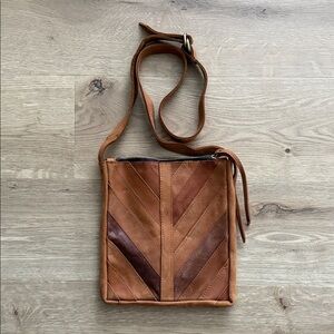 Magnolia Joannas favorite Tan and Brown Chevron Messenger Bag
